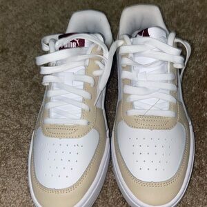 New Puma Men's Beige and White Sneakers